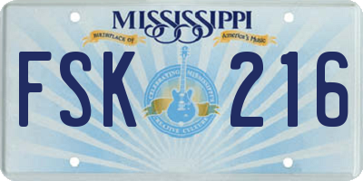 MS license plate FSK216