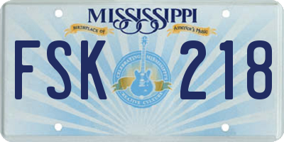 MS license plate FSK218