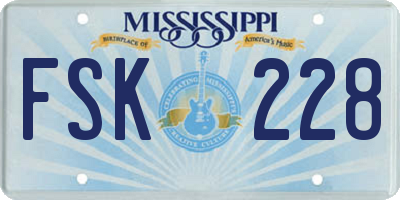 MS license plate FSK228