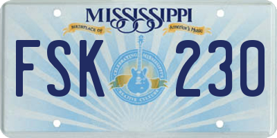 MS license plate FSK230
