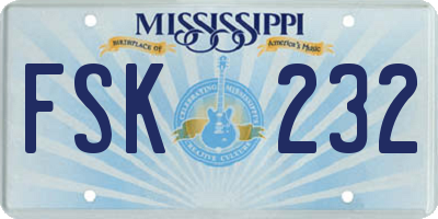 MS license plate FSK232