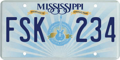 MS license plate FSK234