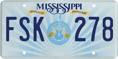 MS license plate FSK278