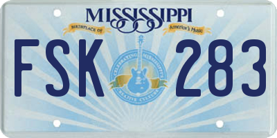 MS license plate FSK283