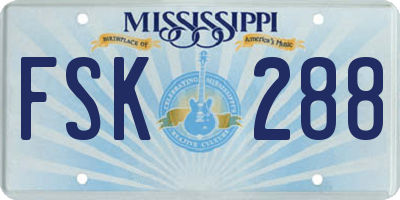 MS license plate FSK288