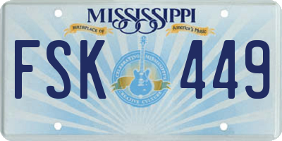 MS license plate FSK449