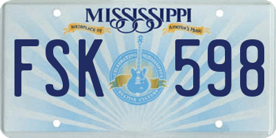 MS license plate FSK598
