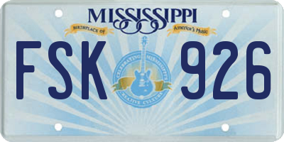 MS license plate FSK926