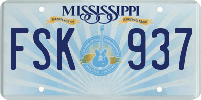 MS license plate FSK937