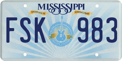 MS license plate FSK983