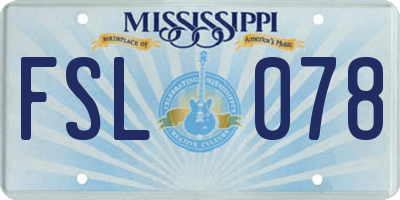 MS license plate FSL078