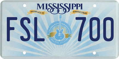 MS license plate FSL700