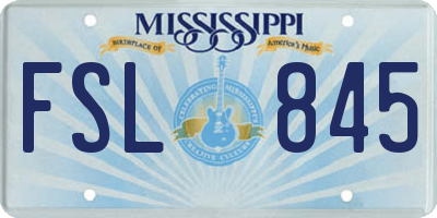 MS license plate FSL845