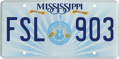 MS license plate FSL903