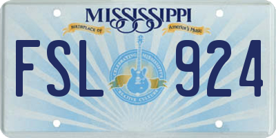 MS license plate FSL924