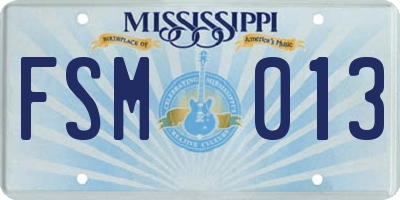 MS license plate FSM013