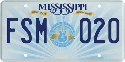 MS license plate FSM020