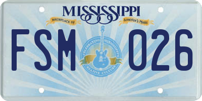 MS license plate FSM026