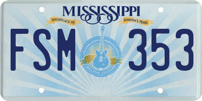 MS license plate FSM353