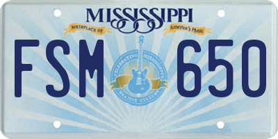 MS license plate FSM650