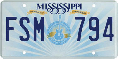MS license plate FSM794