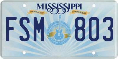 MS license plate FSM803