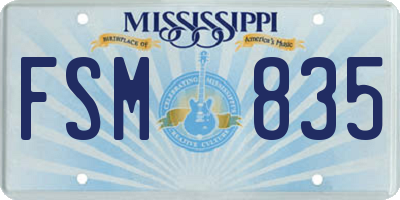 MS license plate FSM835