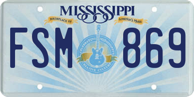 MS license plate FSM869