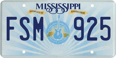 MS license plate FSM925