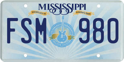 MS license plate FSM980
