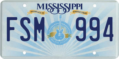 MS license plate FSM994