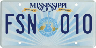 MS license plate FSN010