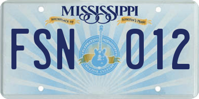 MS license plate FSN012
