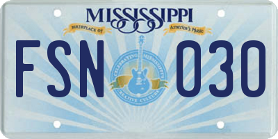MS license plate FSN030