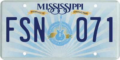 MS license plate FSN071
