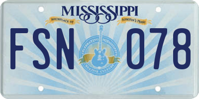 MS license plate FSN078