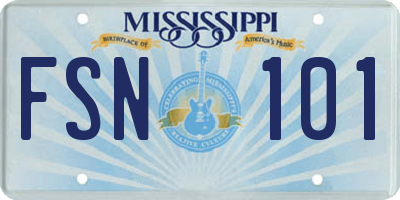 MS license plate FSN101