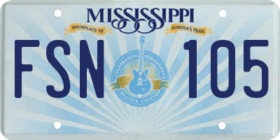 MS license plate FSN105