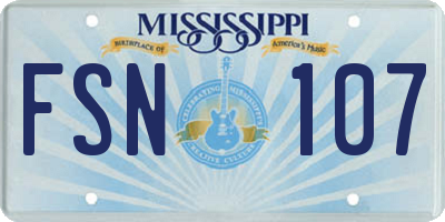 MS license plate FSN107