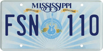 MS license plate FSN110
