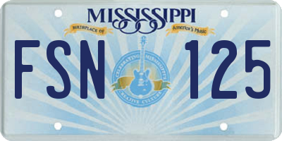 MS license plate FSN125
