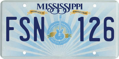 MS license plate FSN126