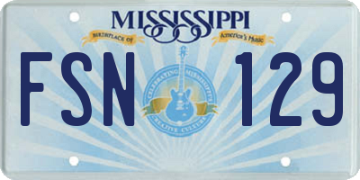 MS license plate FSN129