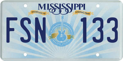 MS license plate FSN133