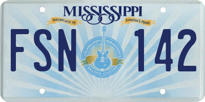 MS license plate FSN142
