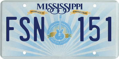 MS license plate FSN151
