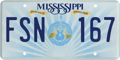 MS license plate FSN167