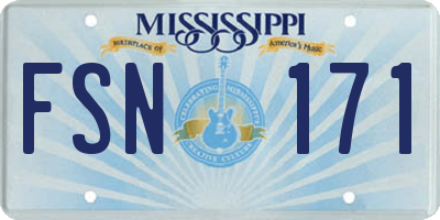 MS license plate FSN171