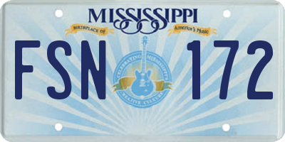 MS license plate FSN172