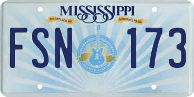 MS license plate FSN173